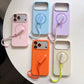 Contrast Lanyard Hand Wrist Strap Silicone Phone Case For iPhone 18 Pro 17 16 15 Pro Max For Magsafe With Lens Protector Cover