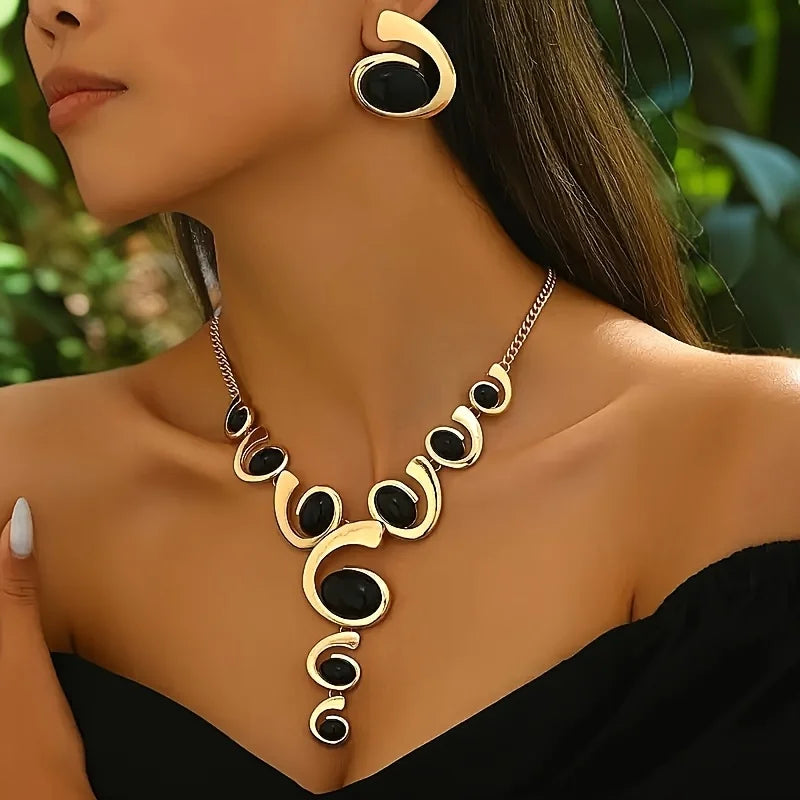 3pcs Elegant Vintage Jewelry Set for Women Sparkling Rhinestones Necklace Shiny Crystal Choker Bridal Wedding Earrings Party