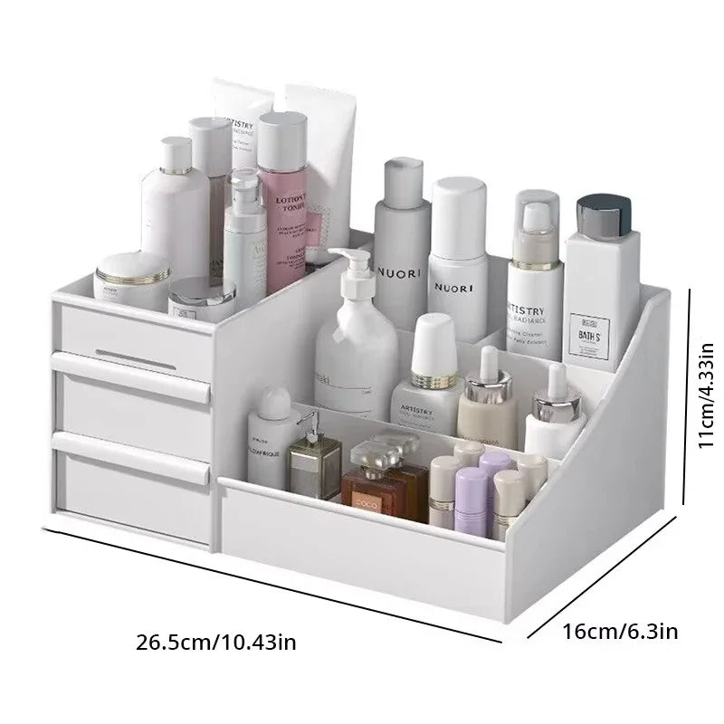 White New Drawer Makeup Storage Box Dormitory Finishing Plastic Shelf Cosmetics Skin Care Dressing Table Desktop