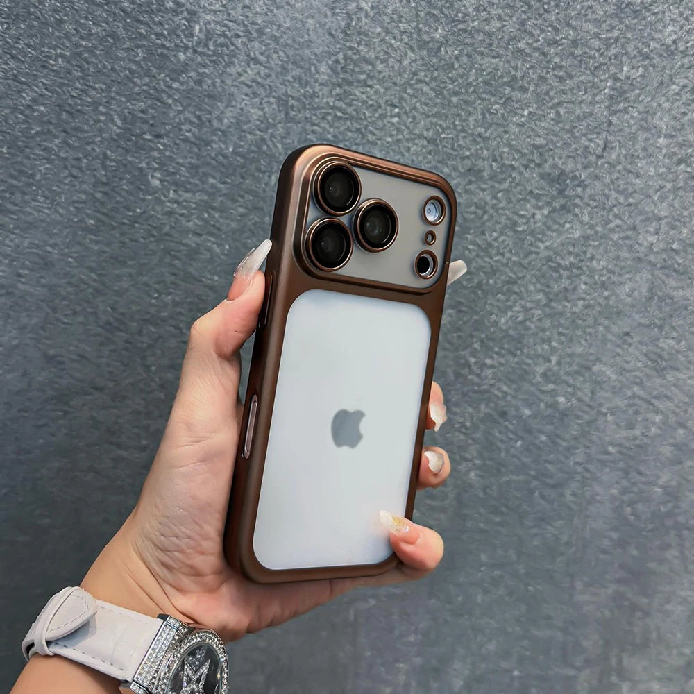 Luxury Translucent Shockproof Phone Case For iPhone 17 18 15 16 14 Pro Max 17Pro 18Pro Air Plating Bumper Cases Matte Back Cover