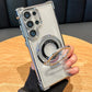 Luxury Magnetic Plating Case For Samsung Galaxy S25 S24 S23 S22 S20 FE Note 20 Ultra Stand Shockproof Transparent Back Cover