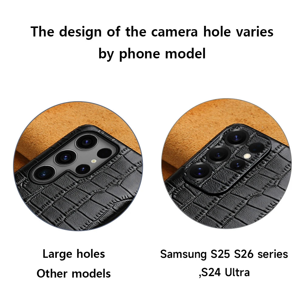 Genuine Cowhide Leather Phone Case for Samsung Galaxy S 26 S23 S25 S26 Ultra S25 FE S26 Plus Luxury Full Protector Cover