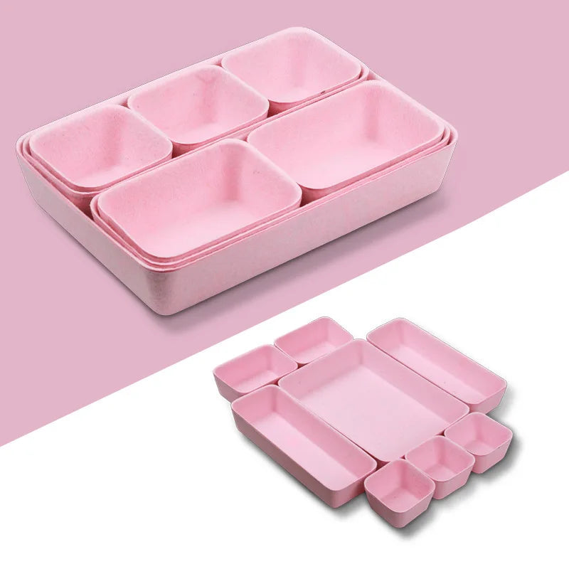 8pcs/set Felt Storage Box Desk Organisers For Cosmetics Multifunctional Jewelry Cosmetic Drawer Closet Organizer Basket Set