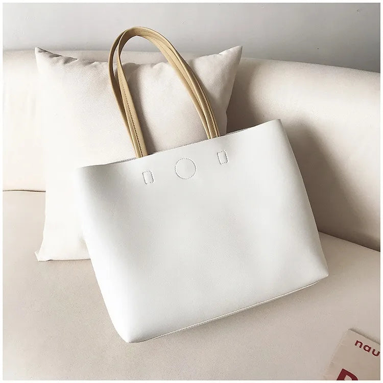 Women's PU Leather Tote Bag Large Capacity Versatile Handbag Crossbody Bag For Simple Shoulder Messenger Bag