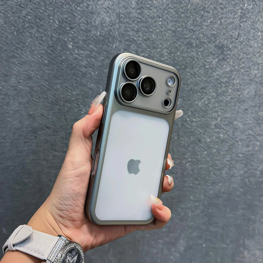 Luxury Translucent Shockproof Phone Case For iPhone 17 18 15 16 14 Pro Max 17Pro 18Pro Air Plating Bumper Cases Matte Back Cover