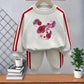 2026 Spring New Style Girls Casual Tracksuits Children's O Neck Hoodies and Long Pant Two Piece Kids Side Stripe Trousers Sets