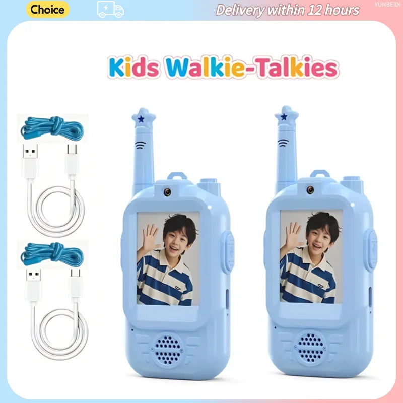 2PC Kids HD-Video Walkie Talkies 3 Styles Intercom USB Charging Indoor Outdoor Boys Girls Age 3+ Child's Birthday Gifts Toys