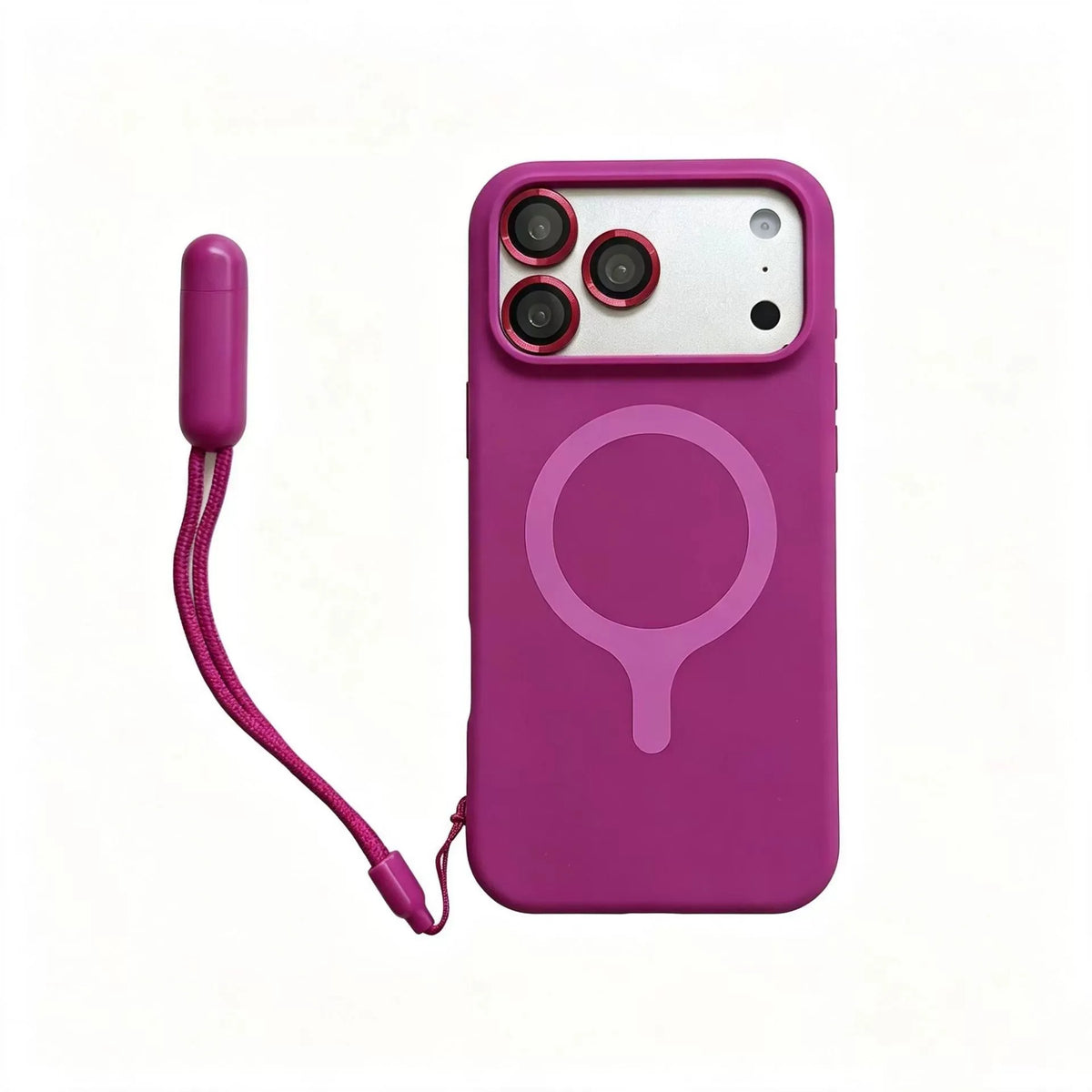 Contrast Lanyard Hand Wrist Strap Silicone Phone Case For iPhone 18 Pro 17 16 15 Pro Max For Magsafe With Lens Protector Cover