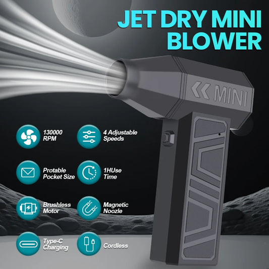 Turbo Fan Electric Air Duster Blower Portable Cleaning Hair Dryer Accessories Tools Car Blowing Snow Type-C Charging