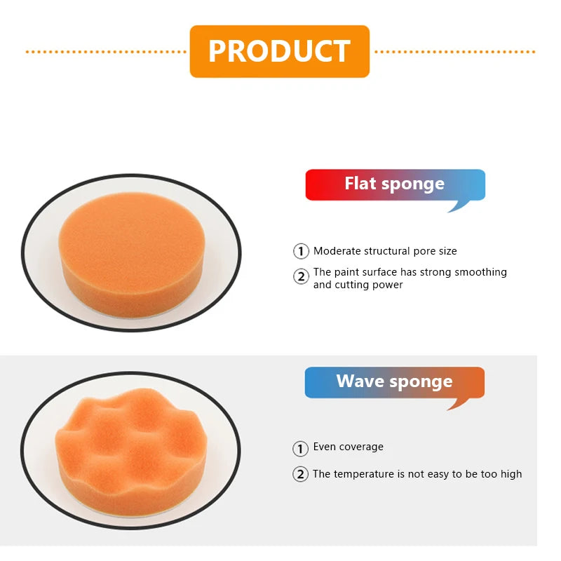 6pcs Car Polishing Sponge Pads Kit Foam Buffer for Waxing And Scratch Removal 3 4 5 Inch Compatible with Polishing Machines