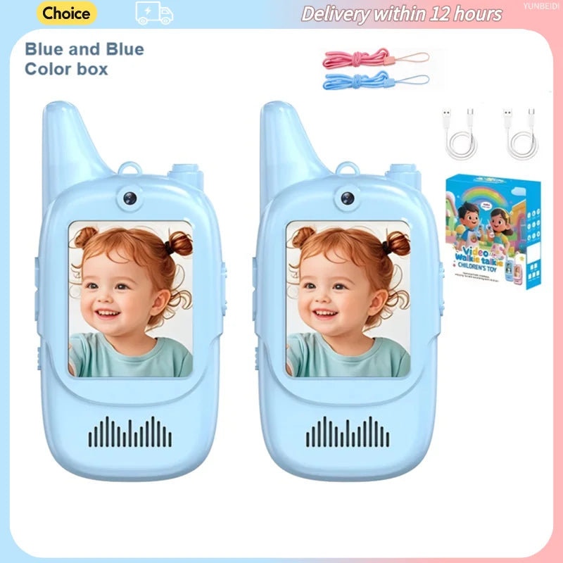 2PC Kids HD-Video Walkie Talkies 3 Styles Intercom USB Charging Indoor Outdoor Boys Girls Age 3+ Child's Birthday Gifts Toys