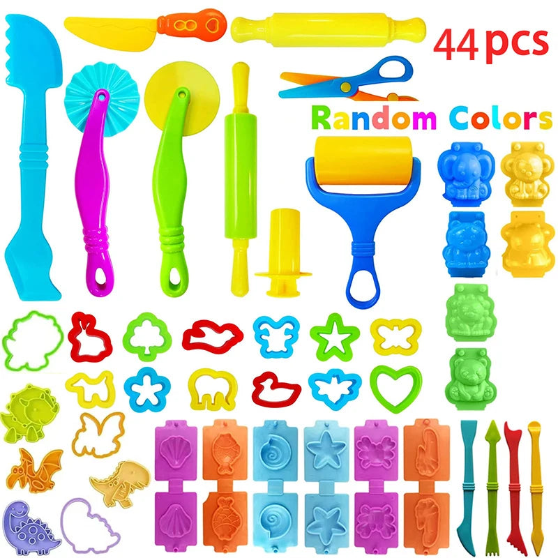 Basic Dough Clay Tools Kits Modeling Accessories Animal Cutters Rolling Pin Safety Scissor Dough Extruder Rollers for Kids