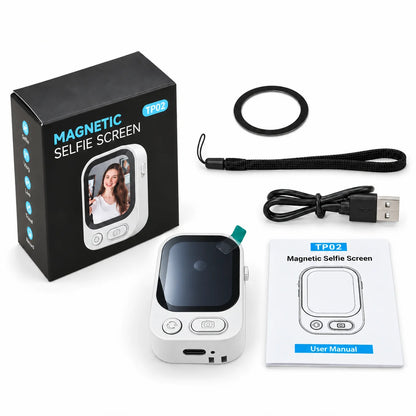 Wireless Magnetic Selfie Screen Sync Phone Rear Camera Monitor Screen For Vlog Live Stream Video Recording Outdoor Remote Selfie