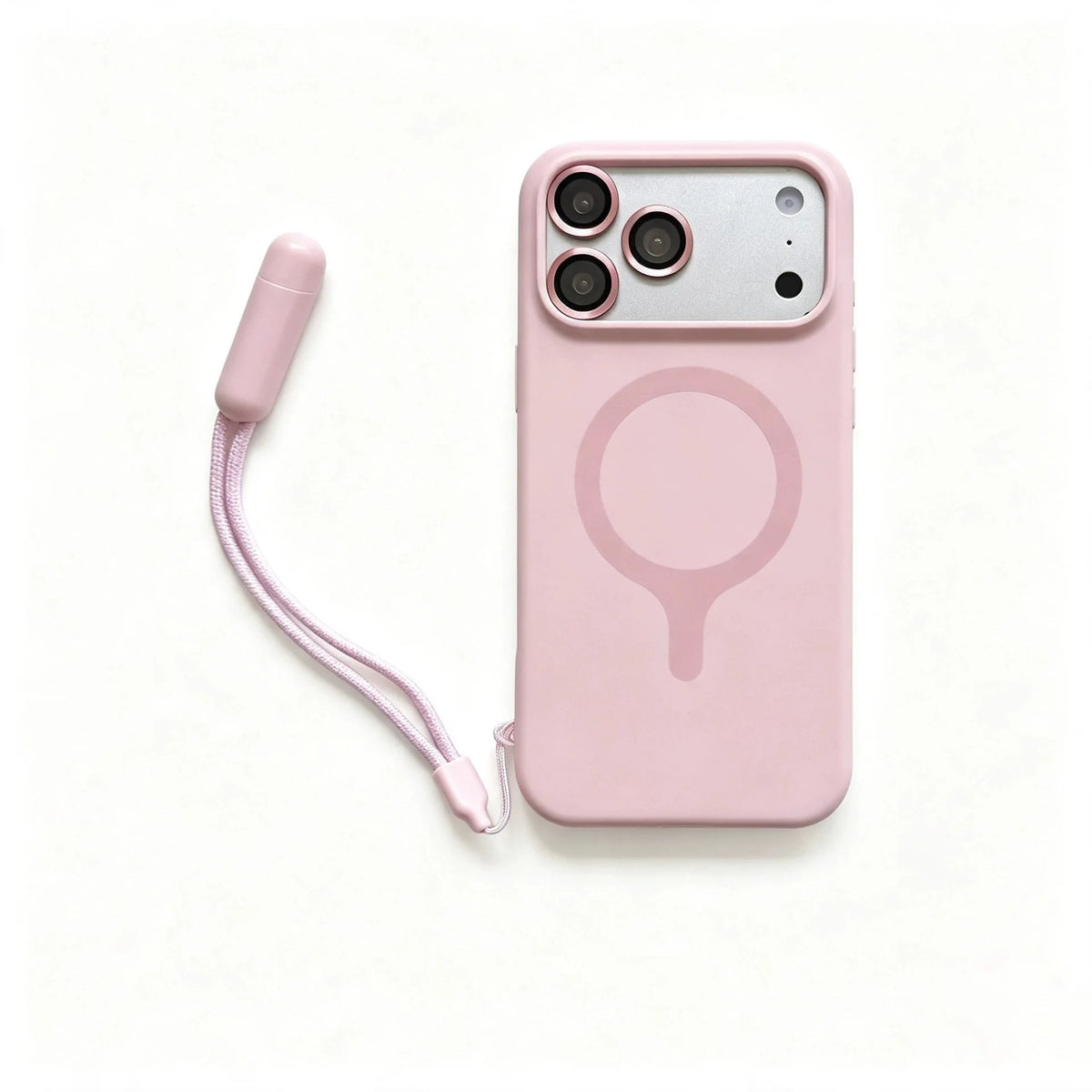 Contrast Lanyard Hand Wrist Strap Silicone Phone Case For iPhone 18 Pro 17 16 15 Pro Max For Magsafe With Lens Protector Cover