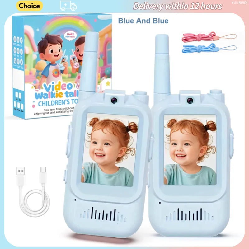 2PC Kids HD-Video Walkie Talkies 3 Styles Intercom USB Charging Indoor Outdoor Boys Girls Age 3+ Child's Birthday Gifts Toys