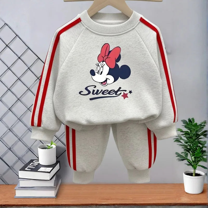2026 Spring New Style Girls Casual Tracksuits Children's O Neck Hoodies and Long Pant Two Piece Kids Side Stripe Trousers Sets