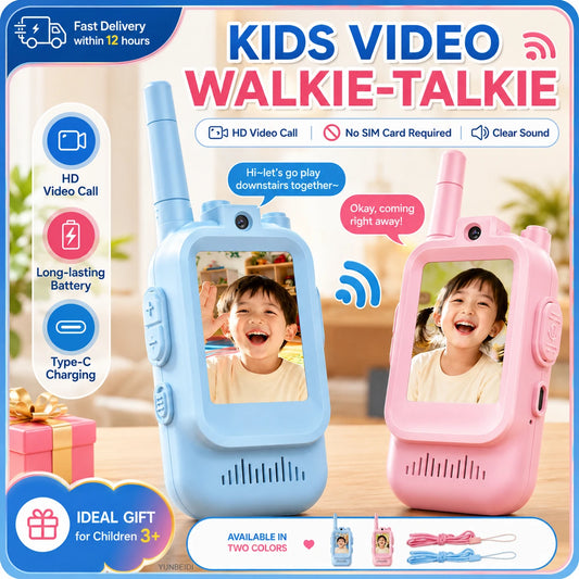 2PC Kids HD-Video Walkie Talkies 3 Styles Intercom USB Charging Indoor Outdoor Boys Girls Age 3+ Child's Birthday Gifts Toys