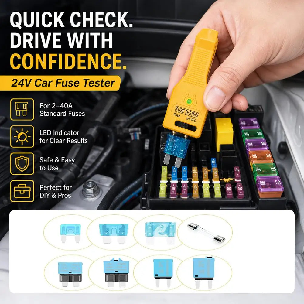 2 in 1 Automotive Fuse Tester and Puller Adjustable Probe Fuse Checker Removal Tool with Indicator Light for MAXI ATO ATC ATM
