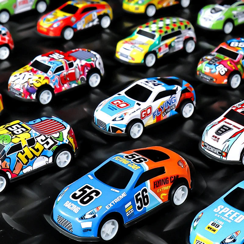 10/20/30/48 Pieces Pull Back Cars Mini Car Set Inertia for Boys Plastic Vehicle Model with Container Collection Toy Gift for Kid