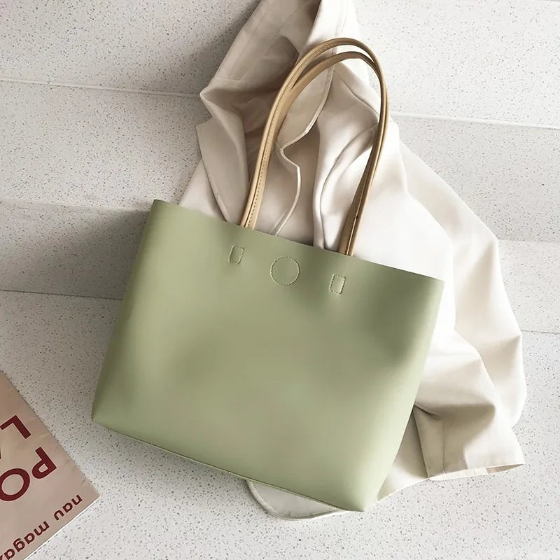Women's PU Leather Tote Bag Large Capacity Versatile Handbag Crossbody Bag For Simple Shoulder Messenger Bag
