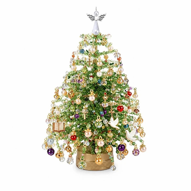 Handmade DIY Beaded Christmas Tree Making Kit Mini Crystal Bead Christmas Tree Desktop Decor Christmas DIY Craft Supplies Creati