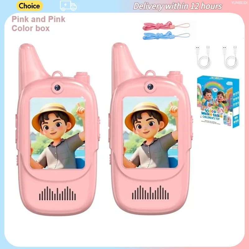 2PC Kids HD-Video Walkie Talkies 3 Styles Intercom USB Charging Indoor Outdoor Boys Girls Age 3+ Child's Birthday Gifts Toys