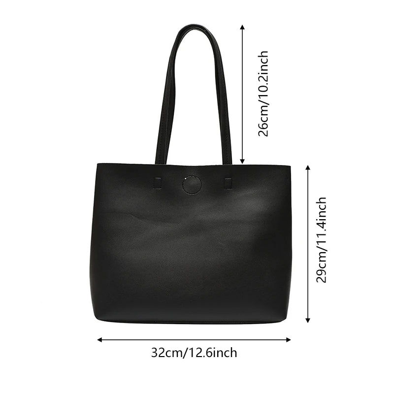 Women's PU Leather Tote Bag Large Capacity Versatile Handbag Crossbody Bag For Simple Shoulder Messenger Bag