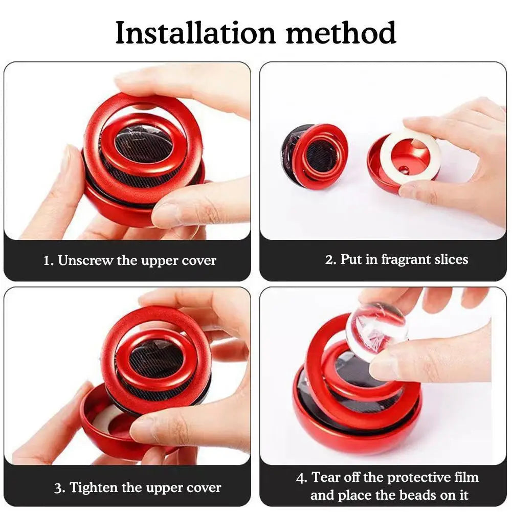 Solar Aromatherapy Ornaments Car Double Suspended Crystal Ball Rotating Aromatherapy Perfume Ornaments For Home Car Decoration