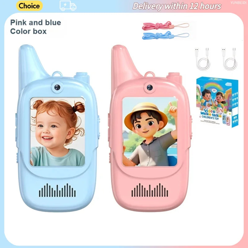 2PC Kids HD-Video Walkie Talkies 3 Styles Intercom USB Charging Indoor Outdoor Boys Girls Age 3+ Child's Birthday Gifts Toys
