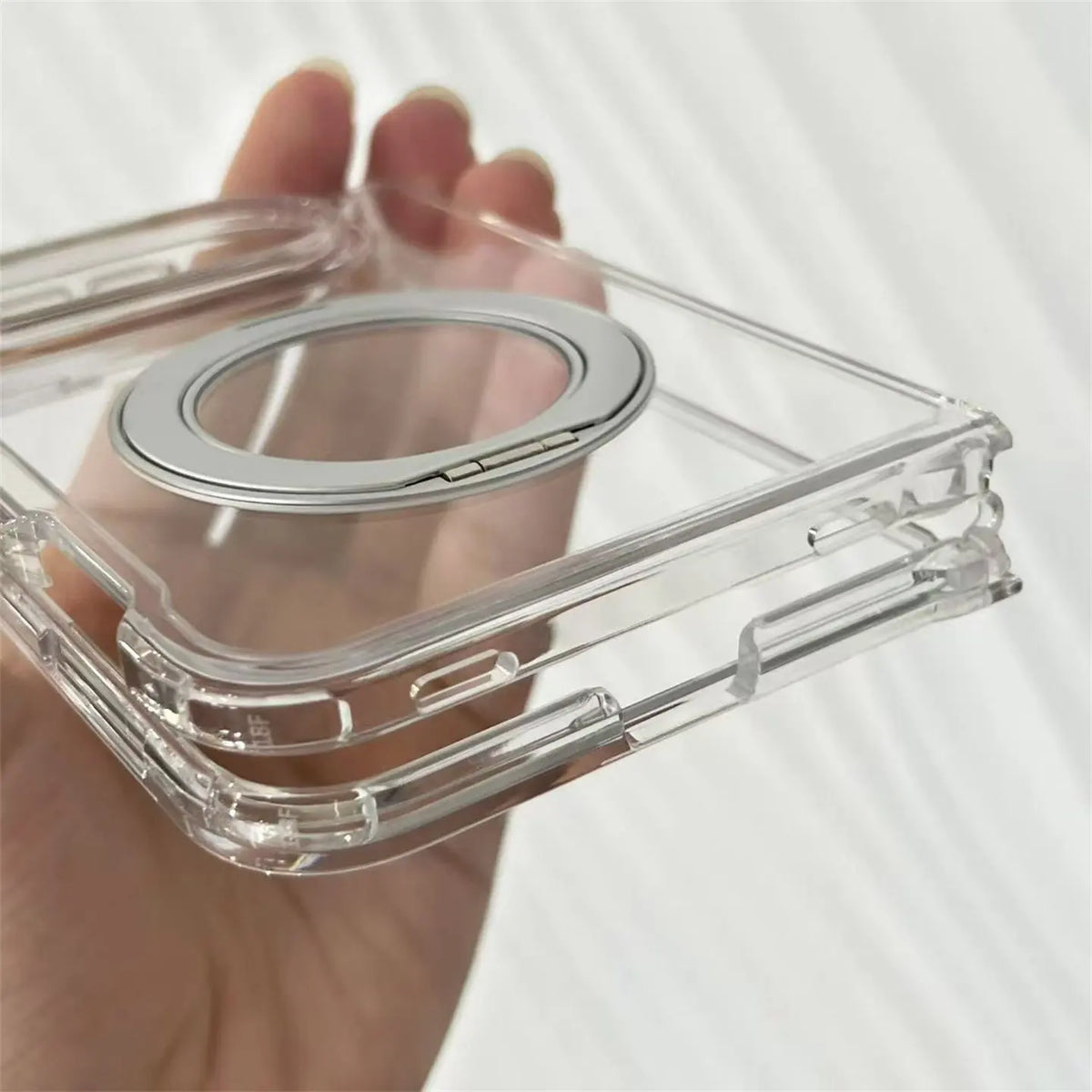 For iPhone Duo 18Fold Magnetic 360 Rotating Bracket Transparent Case for iPhone DUO 18ultra Shockproof for Magsafe Stand Cover
