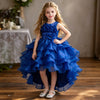 New Girls Elegant Princess Dress Embroidered Sequins Birthday Ball Evening Dress Party Fluffy Cake Dress 4-12 Years Old Clothing