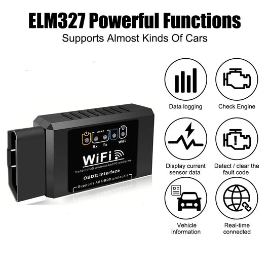 Popular ELM327 WiFi OBD2 Diagnostic Scanner V1.5 Car Code Reader Check Engine Fault Detector Tool for Android iOS PC Vehicles