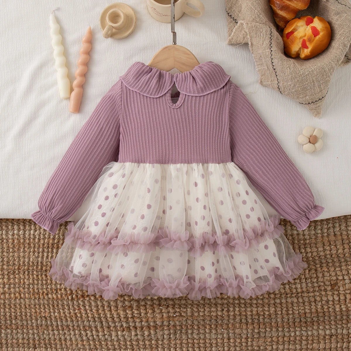 Autumn New Christmas Party Baby Girl Dress, Cute Polka Dot Children'S Clothing Suitable For Babies Aged 6 Months To 3 Years Old