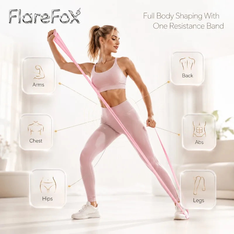 FlareFox Yoga Resistance Bands Set Leg and Shoulder Workout Back Strength Training Pilates Stretch Band Gym Equipment for Home