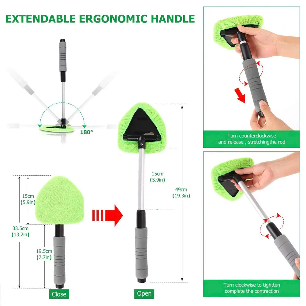 Telescopic Car Window Windshield Cleaning Brush Set Microfiber Window Glass Cleaner Car Window Cleaner Scraping Mist Eliminator