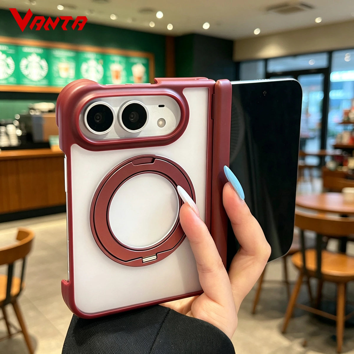 For iPhone Duo 2026 Magnetic 360 Rotating Bracket Case for iPhone DUO NEW 18Fold Matte Translucent Wireless Charging Stand Cover