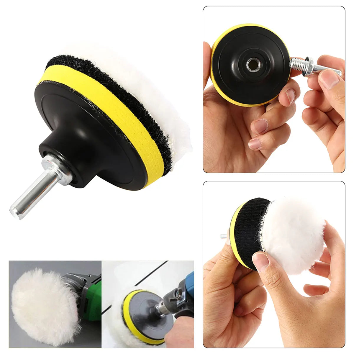 11 Pcs 3 Inch Car Polishing Pads Kit Reusable Car Buffing Pad Waxing Pad Cleaning Sponge Drill Attachment Auto Care Beauty Tools