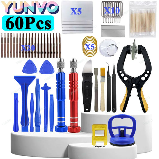 60x Mobile Phone Repair Tools Screwdriver Tablet Battery Disassembly Screen Opening Dust Cleaning Disassembly Set Small Pentagon