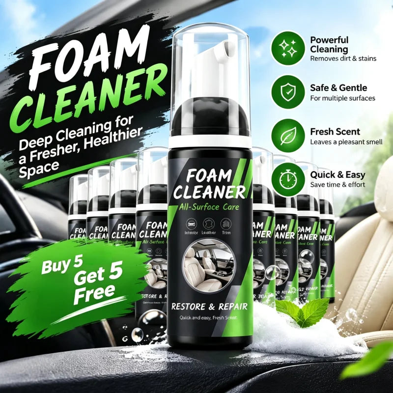 Multi-scene Foam Cleaning Spray | Powerful Stain Remover for Car Interior & Home Surfaces