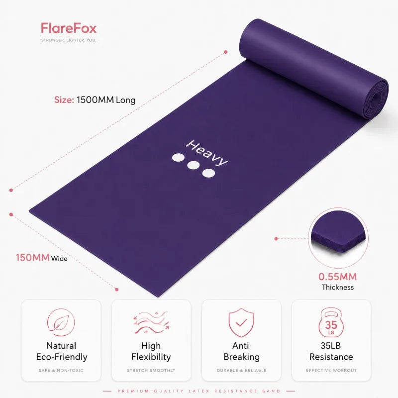 FlareFox Yoga Resistance Bands Set Leg and Shoulder Workout Back Strength Training Pilates Stretch Band Gym Equipment for Home