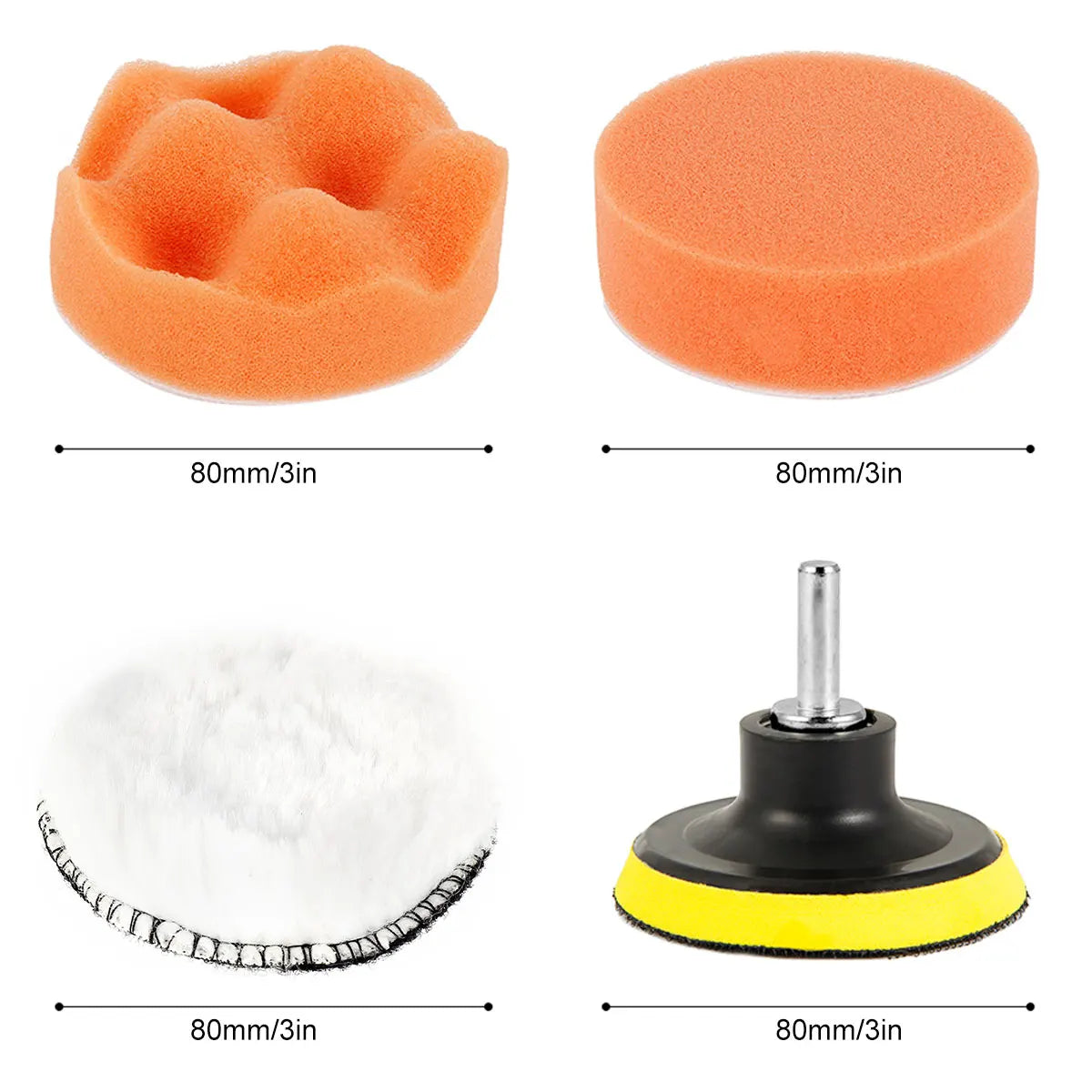 11 Pcs 3 Inch Car Polishing Pads Kit Reusable Car Buffing Pad Waxing Pad Cleaning Sponge Drill Attachment Auto Care Beauty Tools