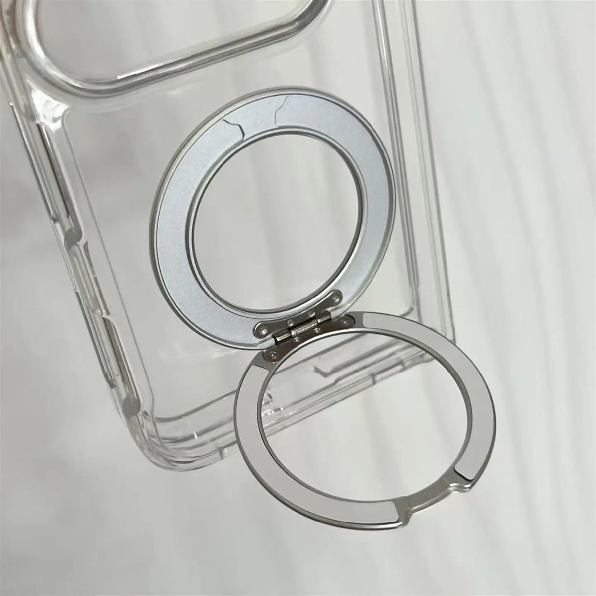 For iPhone Duo 18Fold Magnetic 360 Rotating Bracket Transparent Case for iPhone DUO 18ultra Shockproof for Magsafe Stand Cover
