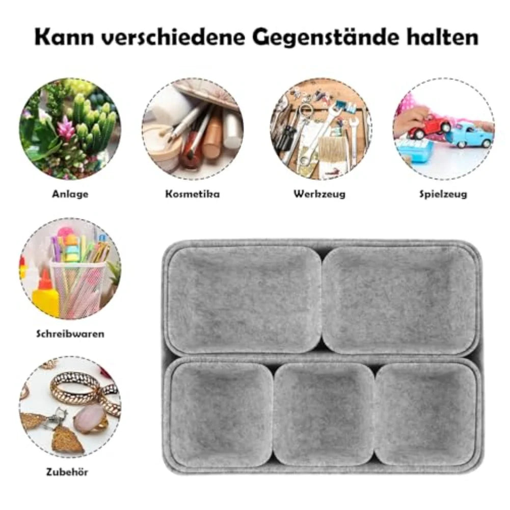 8pcs/set Felt Storage Box Desk Organisers For Cosmetics Multifunctional Jewelry Cosmetic Drawer Closet Organizer Basket Set