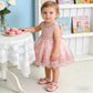 Infant Baby Flower Dress Toddler Girls Sleeveless Pearl Princess Pageant Birthday Lace Wedding Dress Children Formal Gown 6-24M