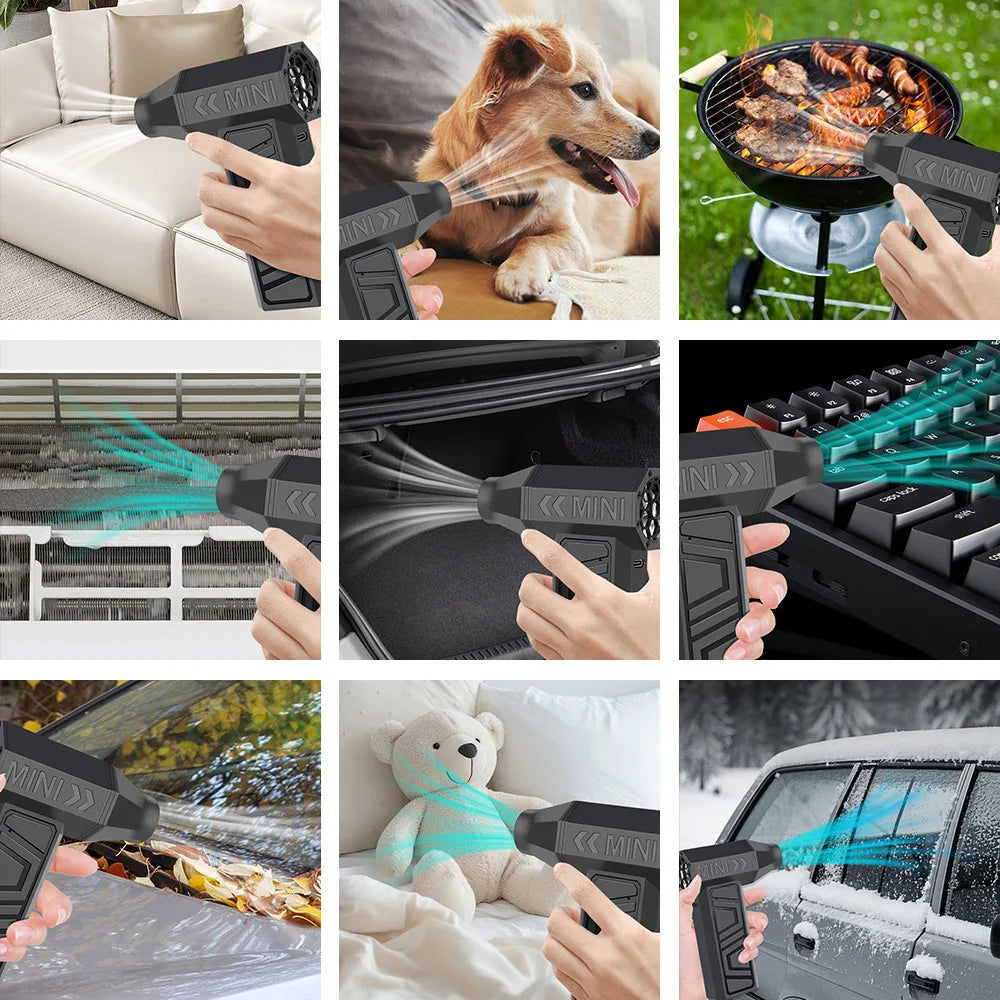Turbo Fan Electric Air Duster Blower Portable Cleaning Hair Dryer Accessories Tools Car Blowing Snow Type-C Charging
