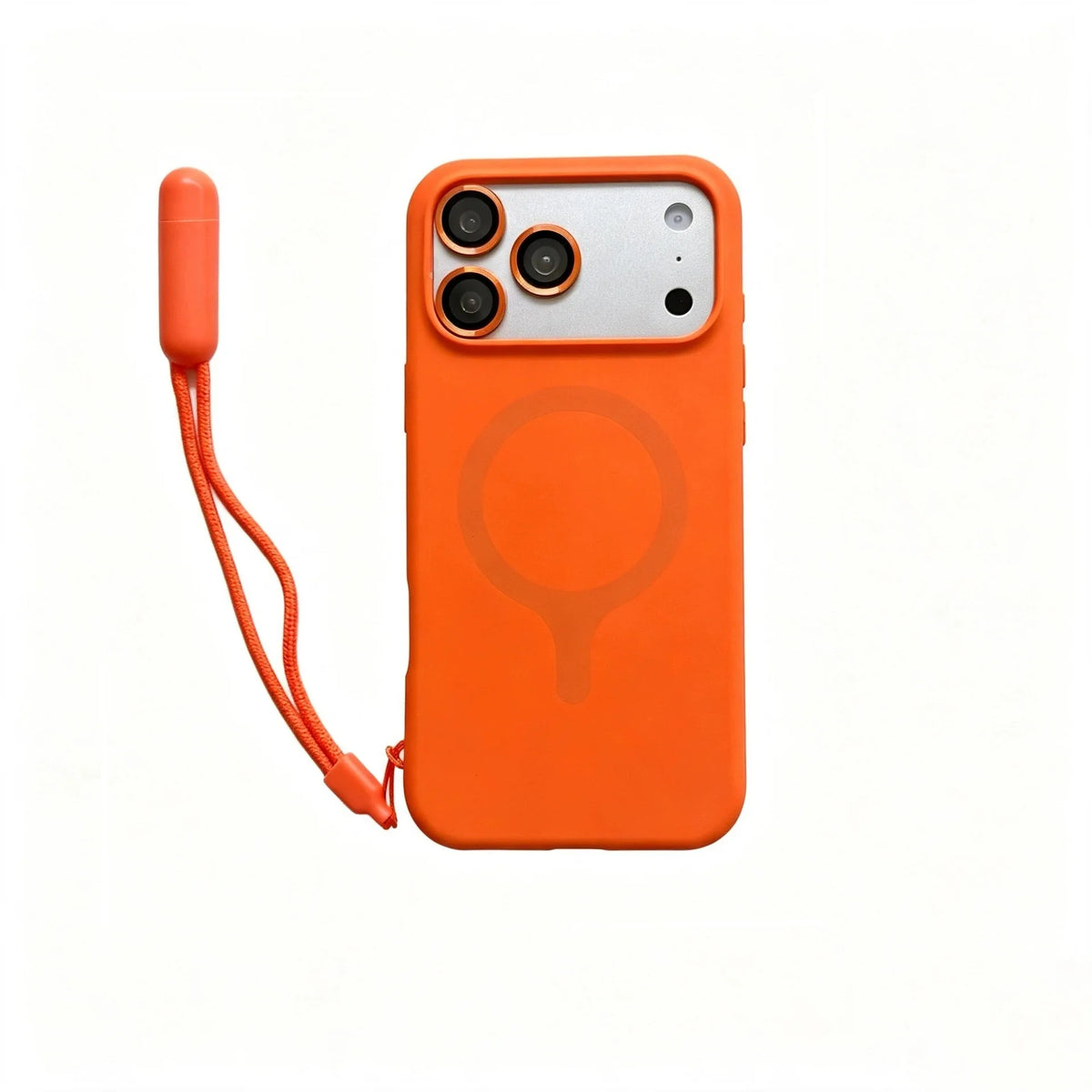 Contrast Lanyard Hand Wrist Strap Silicone Phone Case For iPhone 18 Pro 17 16 15 Pro Max For Magsafe With Lens Protector Cover