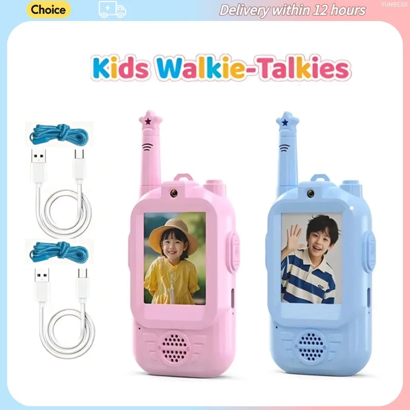 2PC Kids HD-Video Walkie Talkies 3 Styles Intercom USB Charging Indoor Outdoor Boys Girls Age 3+ Child's Birthday Gifts Toys