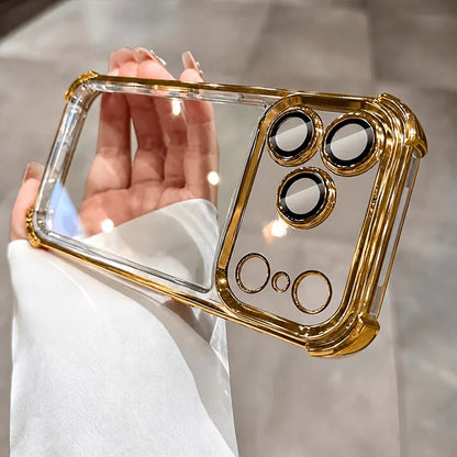 Luxury Buffer Impact Shockproof Plating Transparent Phone Case For iPhone 18 Pro 17 16 15 14 Plus 13 12 Pro Max Clear Back Cover