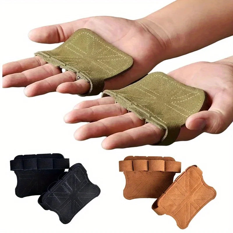 Premium Cowhide Gym Hand Grips Non-Slip Palm Protectors for Cross Fit Weightlifting Calisthenics Pull Ups Weightlifting Workout