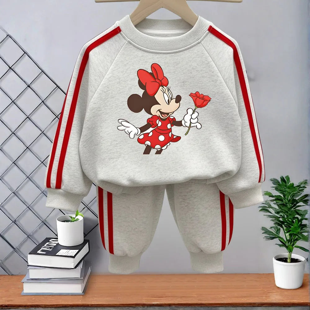 2026 Spring New Style Girls Casual Tracksuits Children's O Neck Hoodies and Long Pant Two Piece Kids Side Stripe Trousers Sets